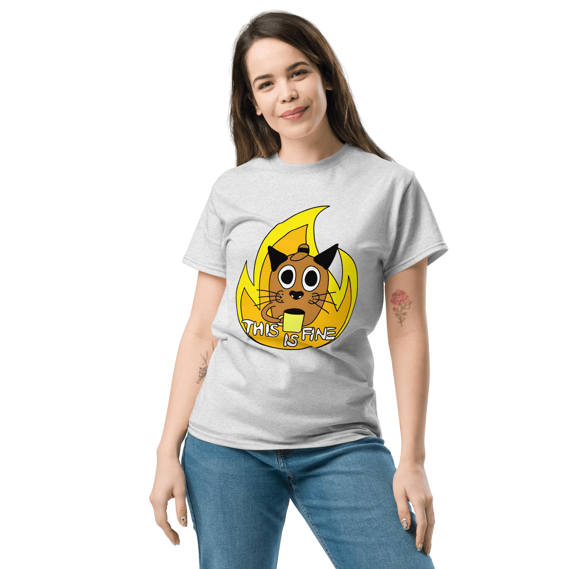 This Is Fine Classic T-Shirt Meme - Ash | Shirtposting