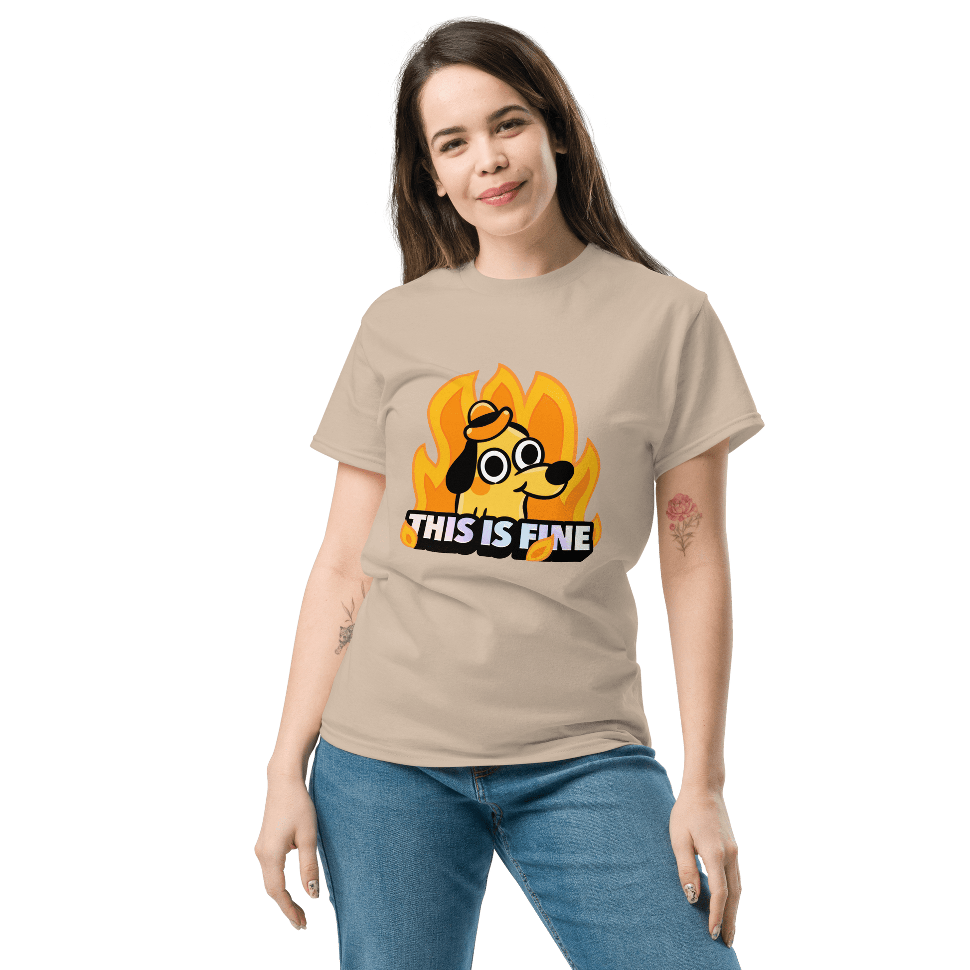 This Is Fine Classic T-Shirt Meme - Ash | Shirtposting