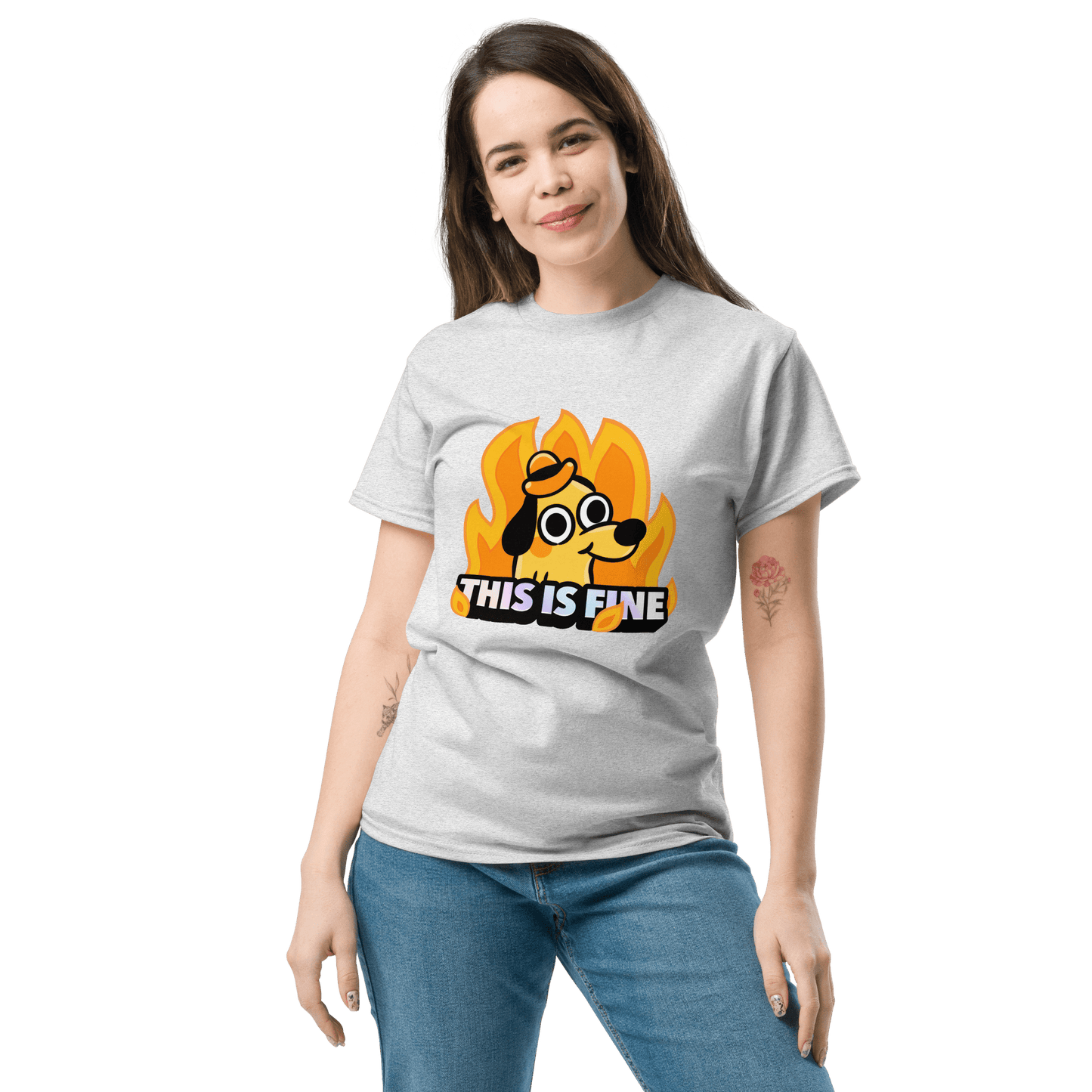 This Is Fine Classic T-Shirt Meme - Ash | Shirtposting