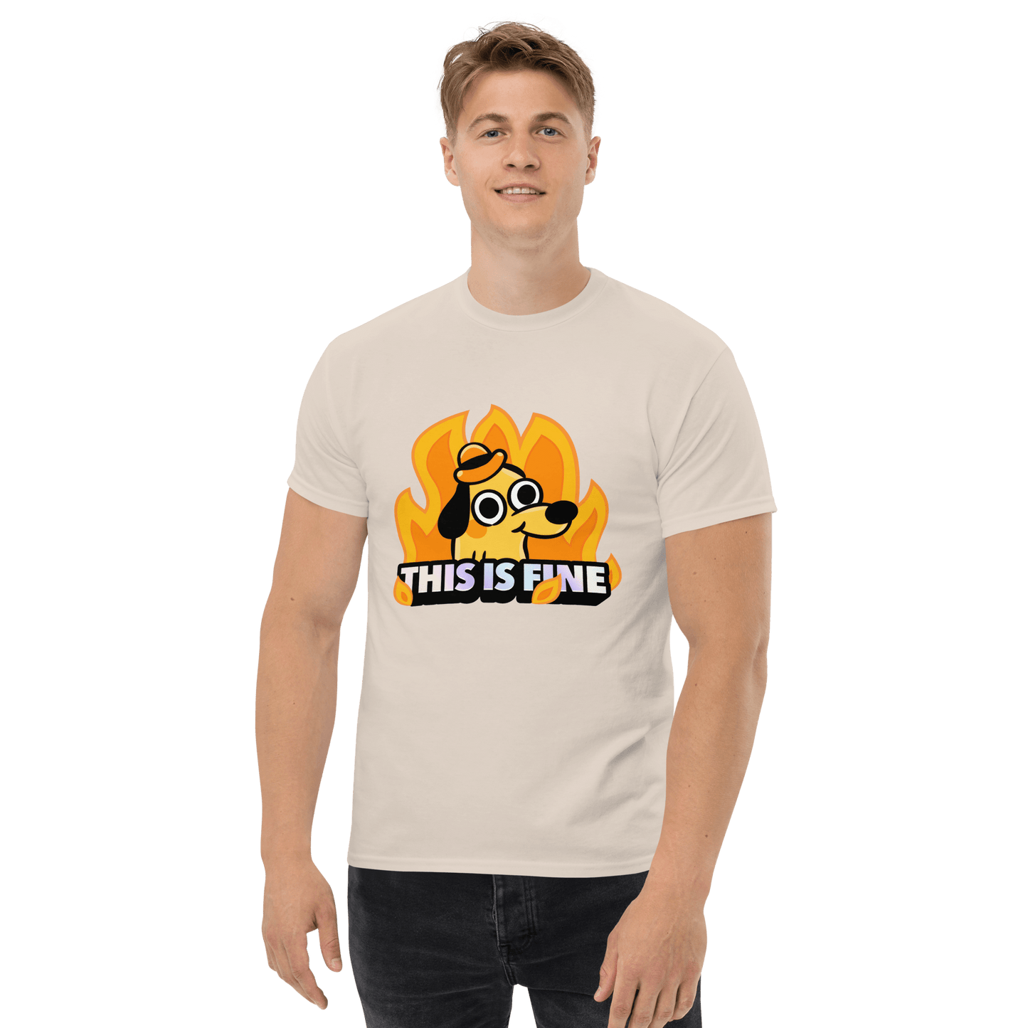 This Is Fine Classic T-Shirt Meme - Ash | Shirtposting