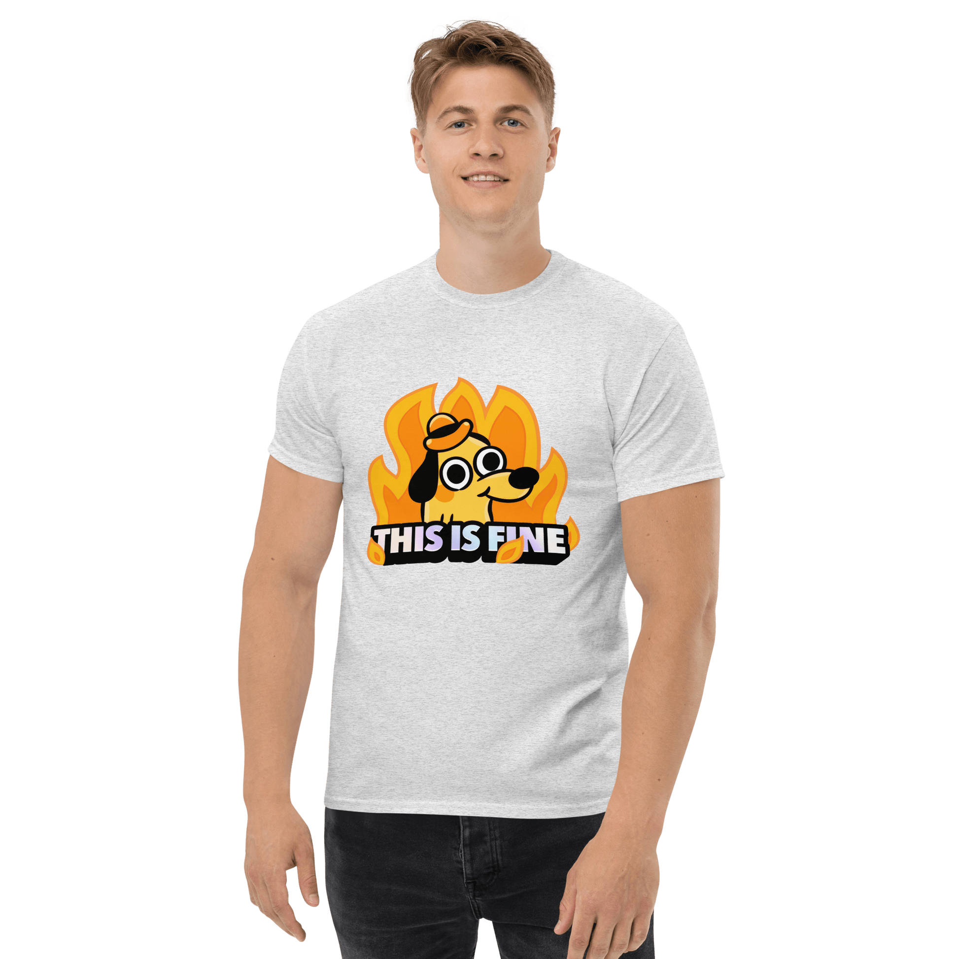 This Is Fine Classic T-Shirt Meme - Ash | Shirtposting