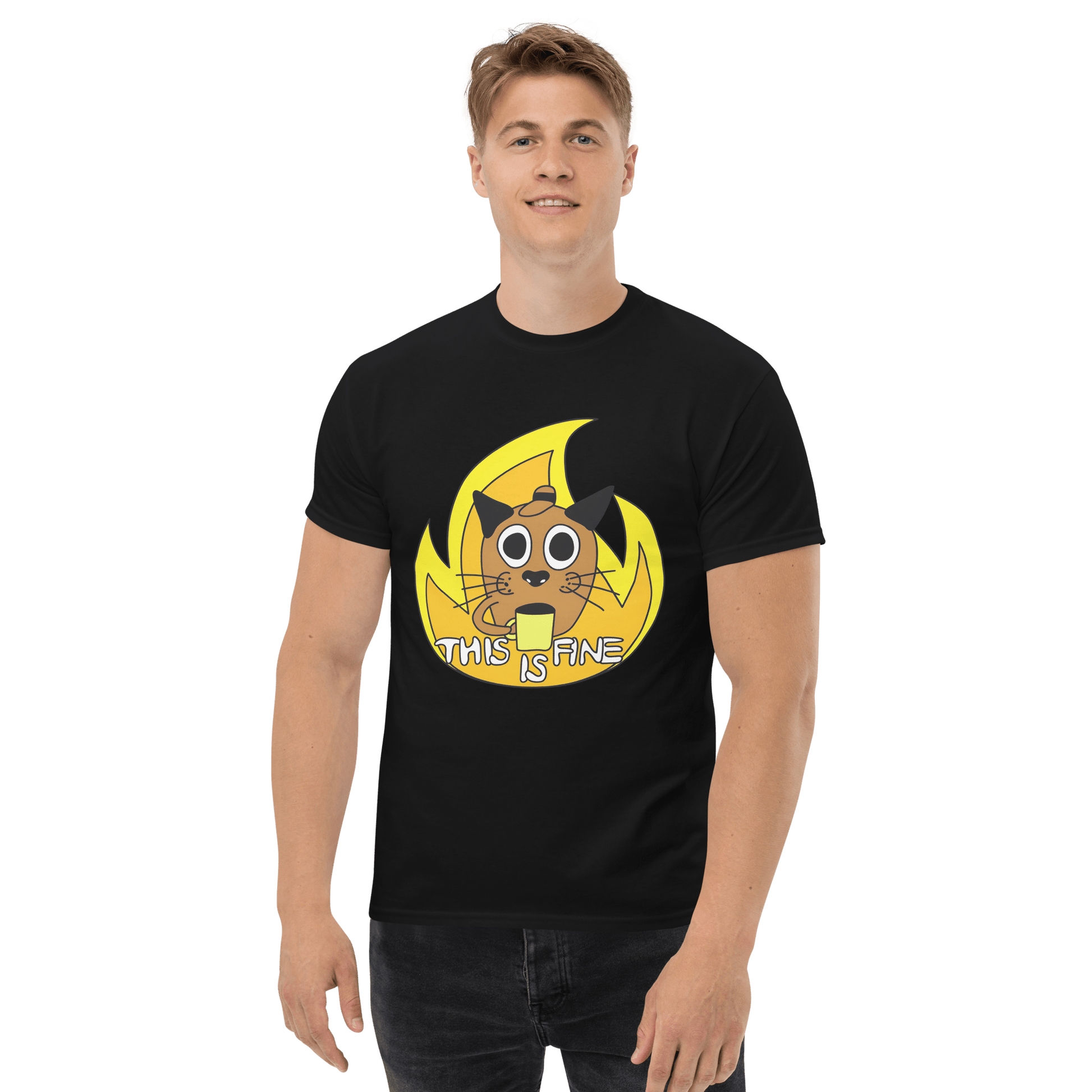 This Is Fine Classic T-Shirt Meme - Navy | Shirtposting
