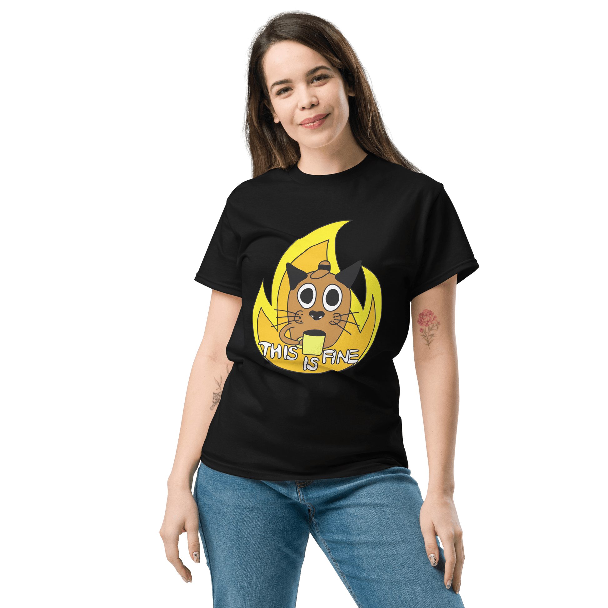 This Is Fine Classic T-Shirt Meme - Navy | Shirtposting