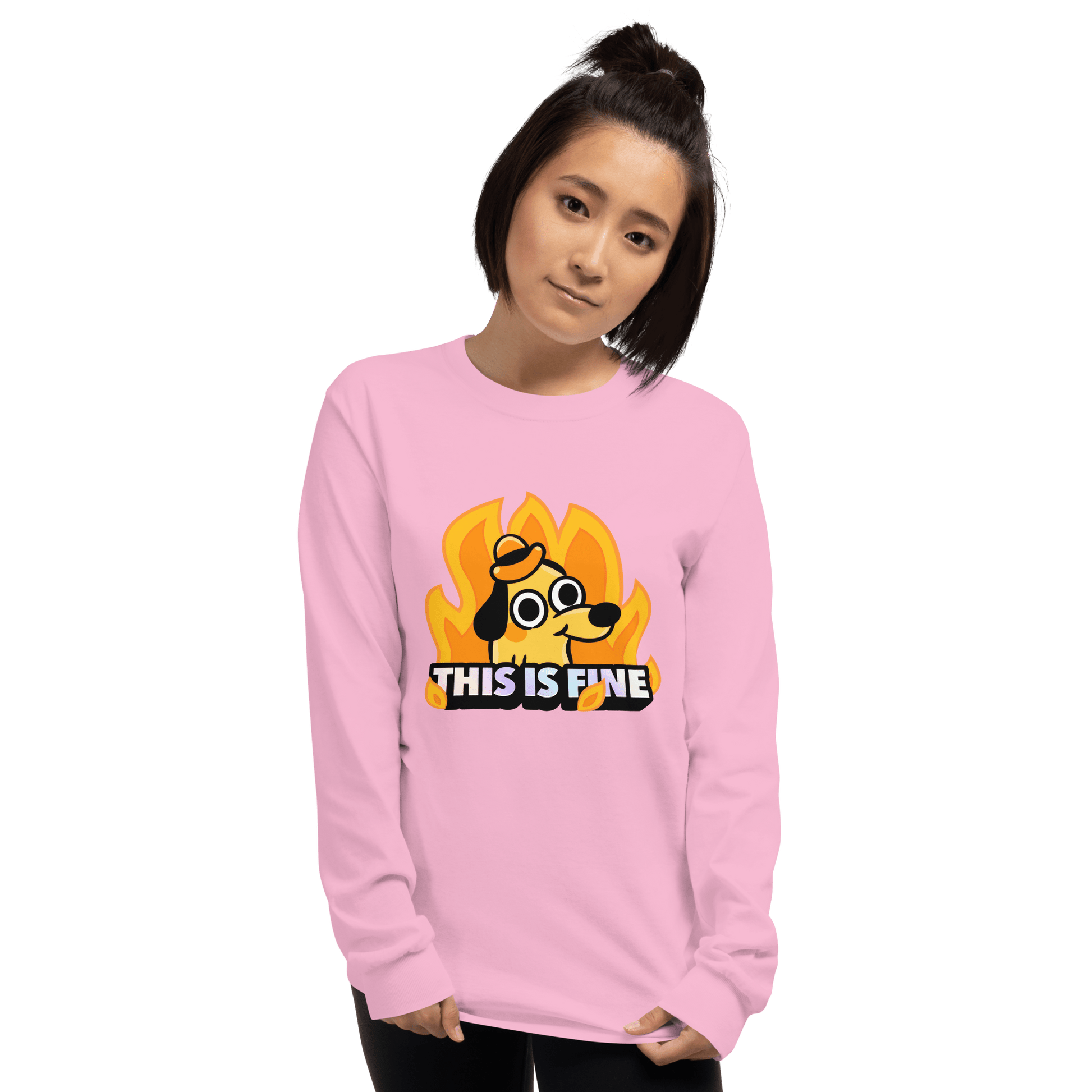 This Is Fine Long Sleeve T-Shirt Meme - Sport Grey | Shirtposting