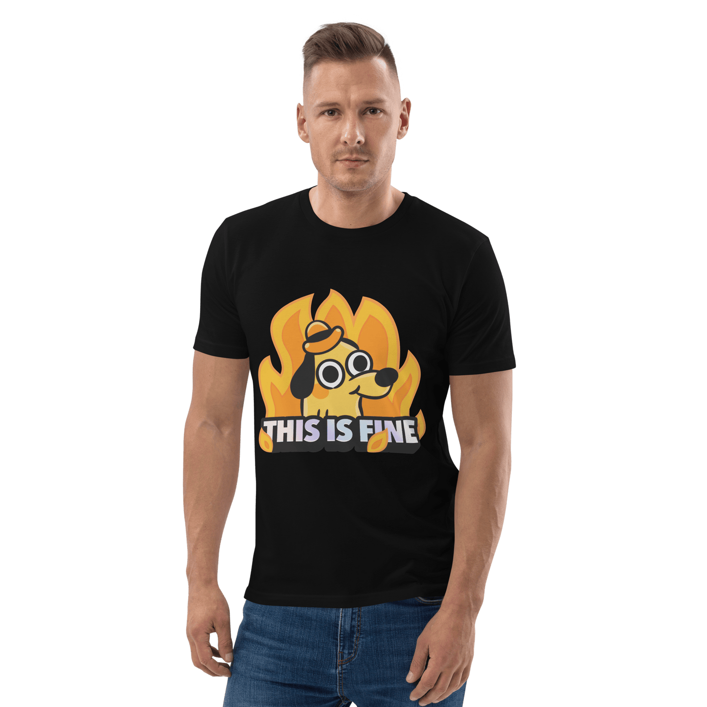 This Is Fine Premium Organic T-Shirt Meme - Cotton Pink | Shirtposting