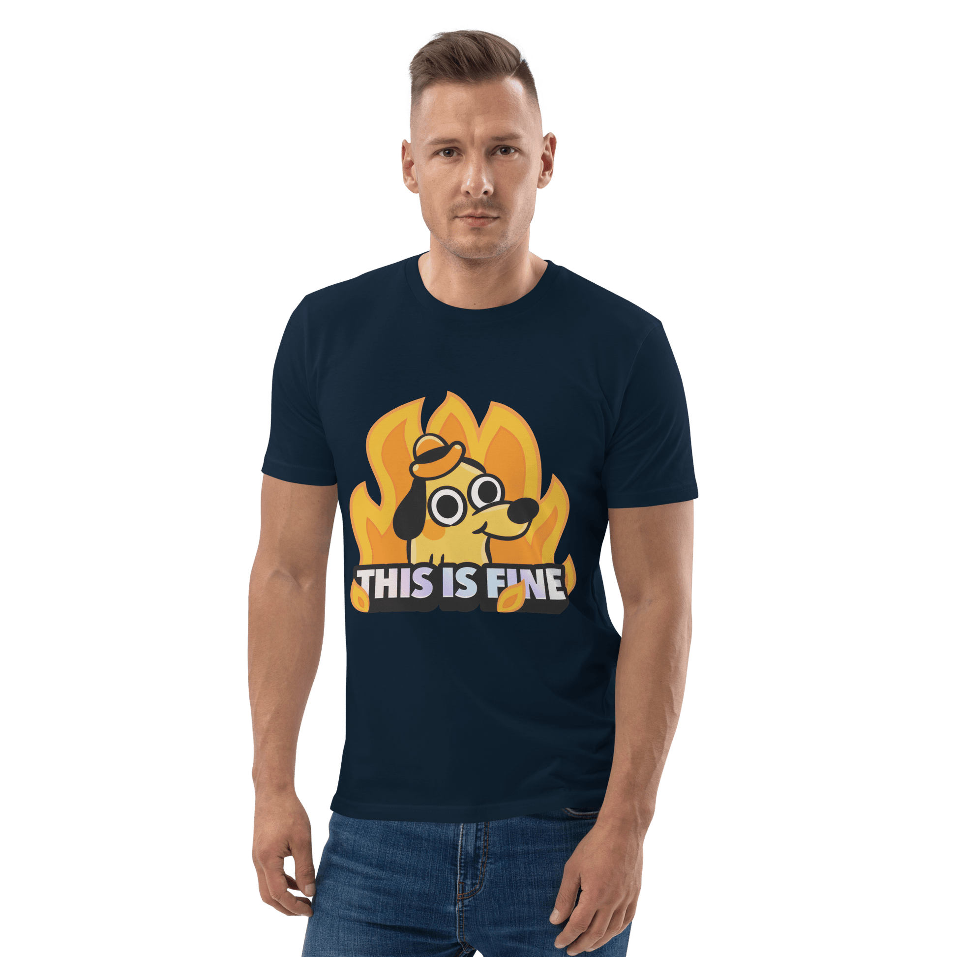 This Is Fine Premium Organic T-Shirt Meme - Cotton Pink | Shirtposting