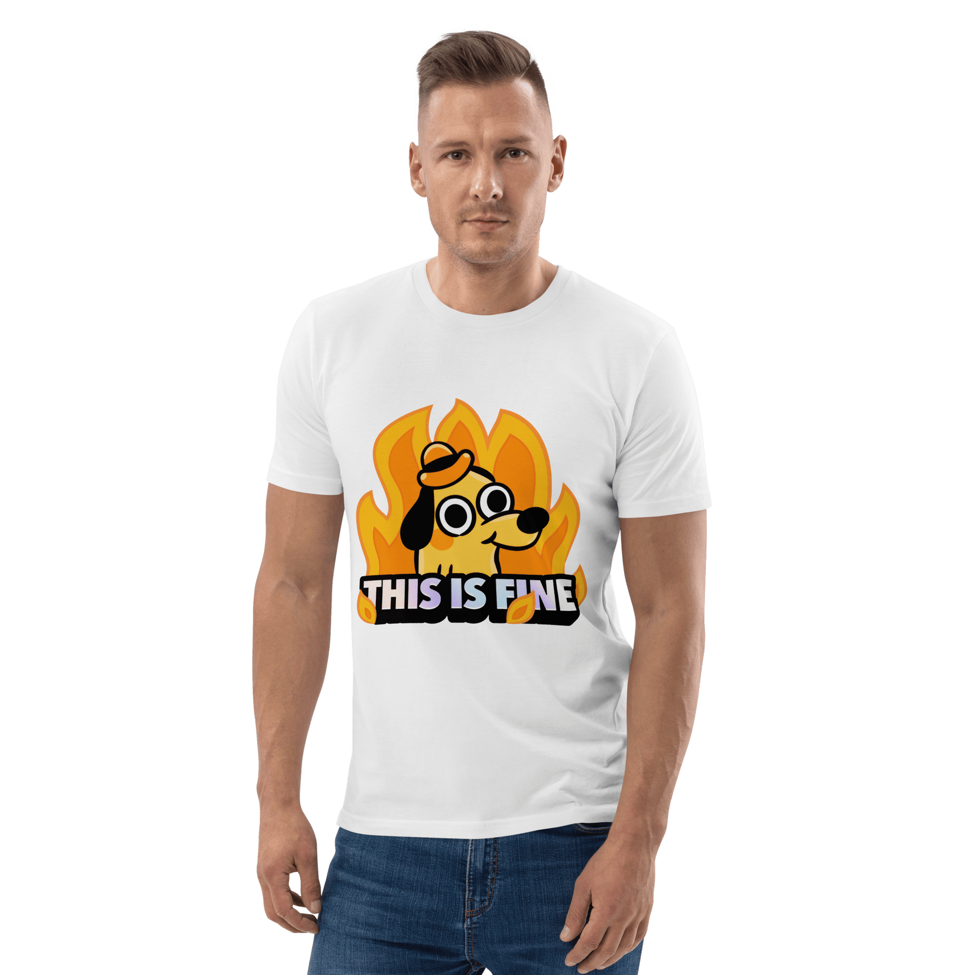 This Is Fine Premium Organic T-Shirt Meme - Cotton Pink | Shirtposting