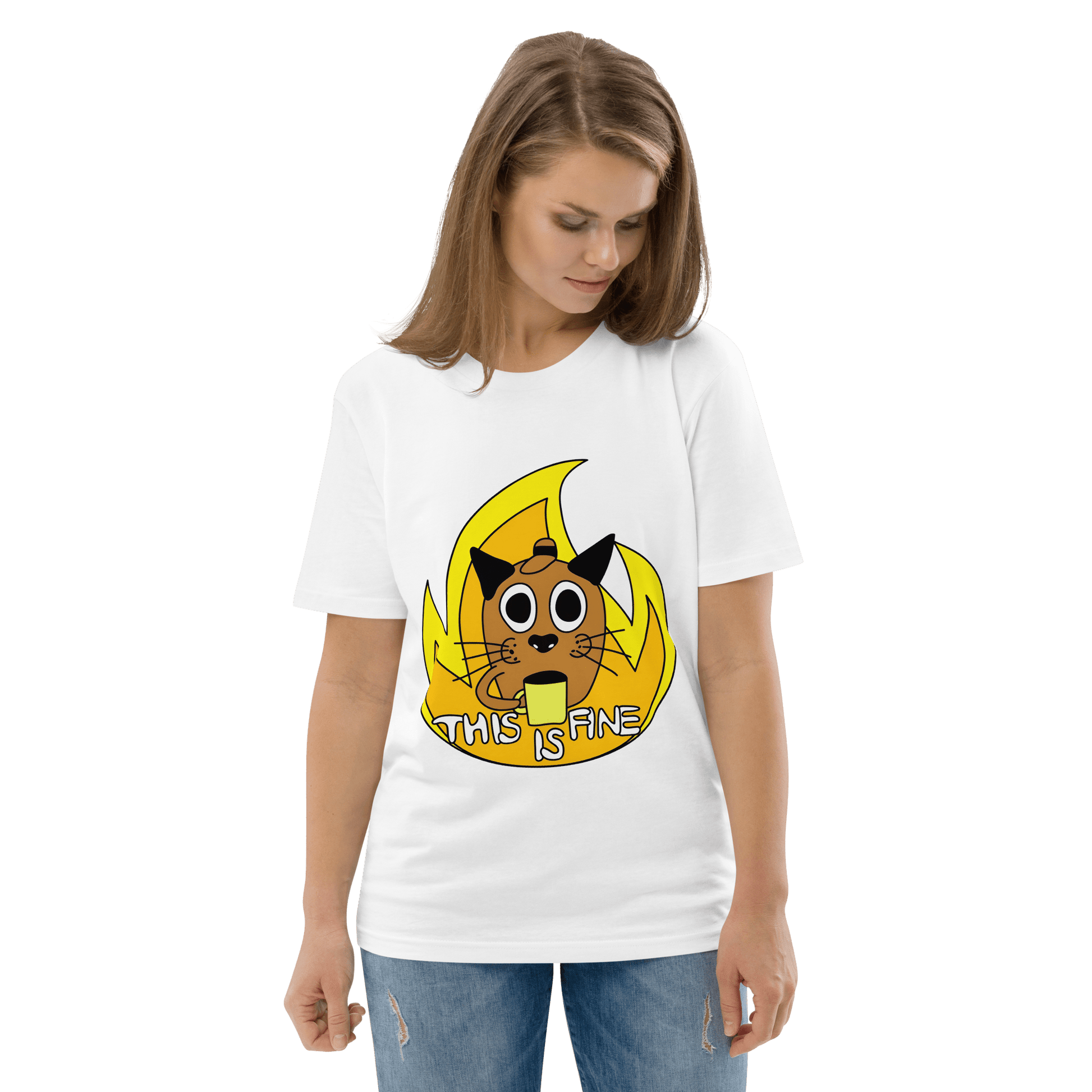 This Is Fine Premium Organic T-Shirt Meme - Cotton Pink | Shirtposting