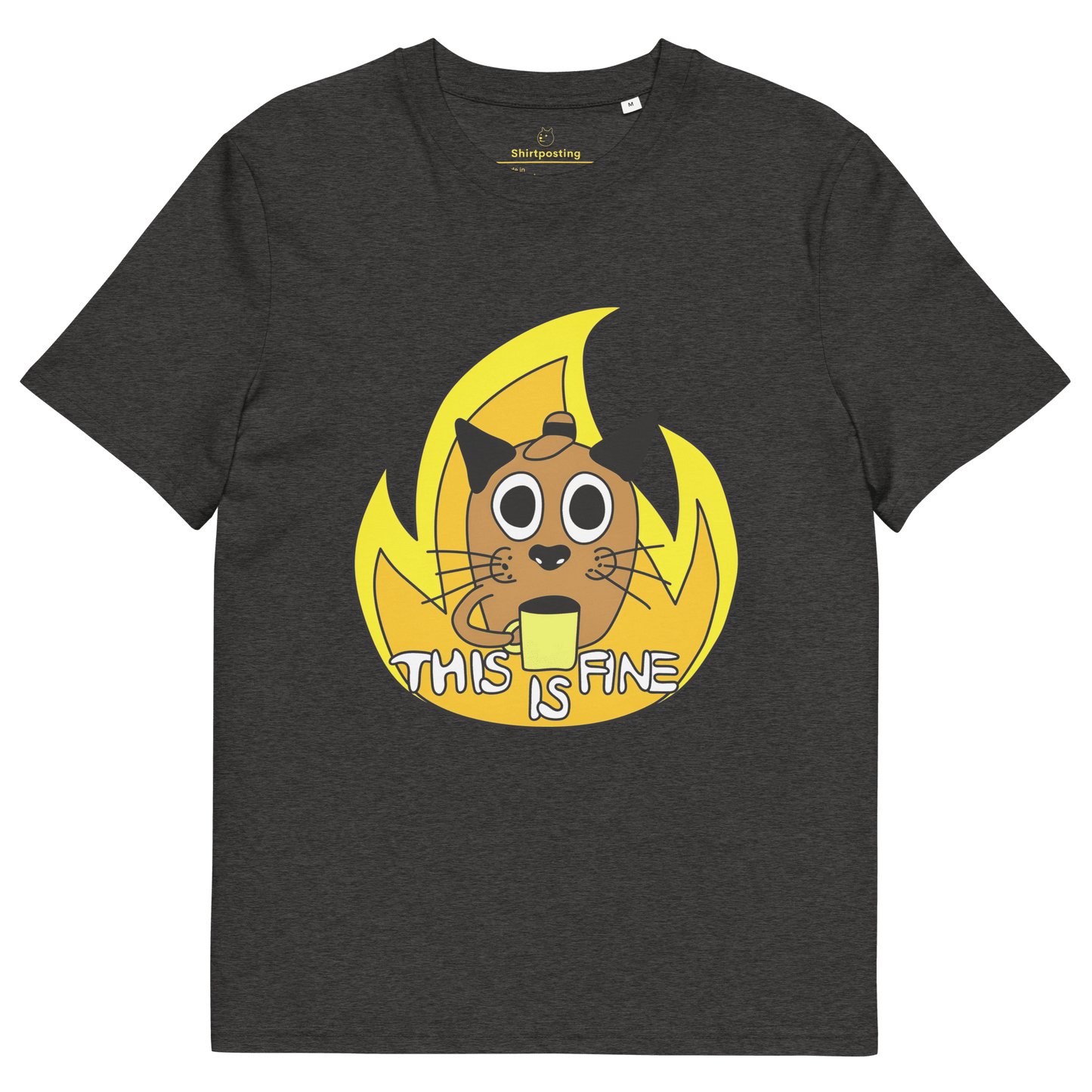 This Is Fine Premium Organic T-Shirt Meme - Dark Heather Grey | Shirtposting