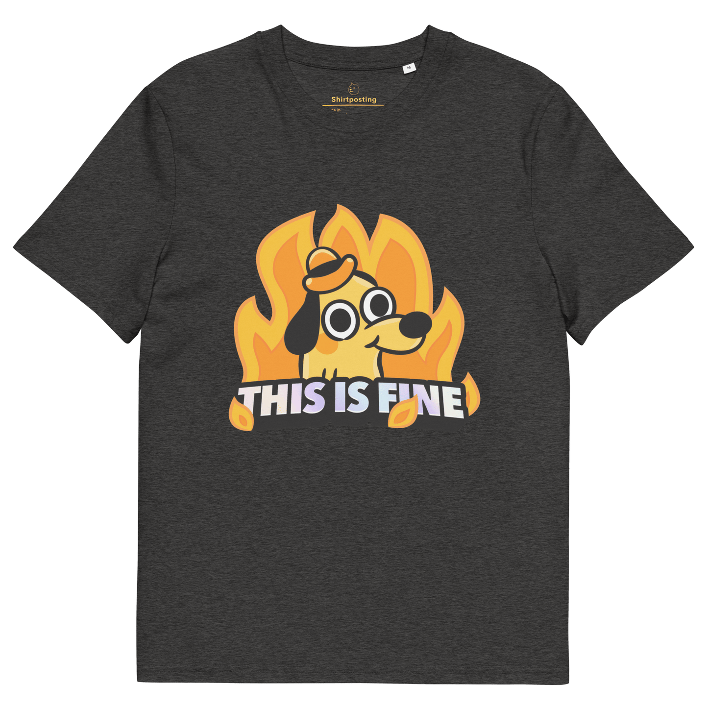 This Is Fine Premium Organic T-Shirt Meme - Dark Heather Grey | Shirtposting