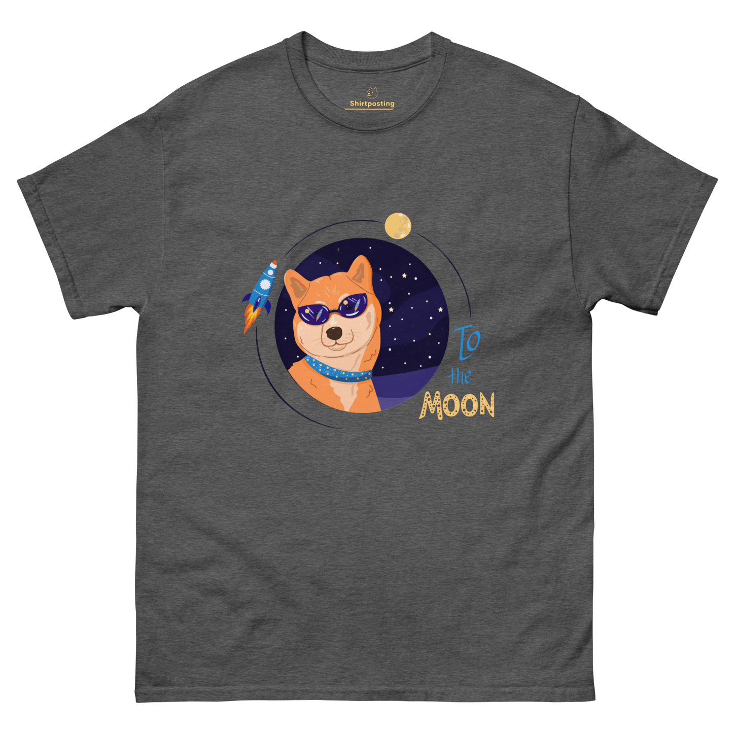 To The Moon Classic T-Shirt Meme - Dark Heather | Shirtposting