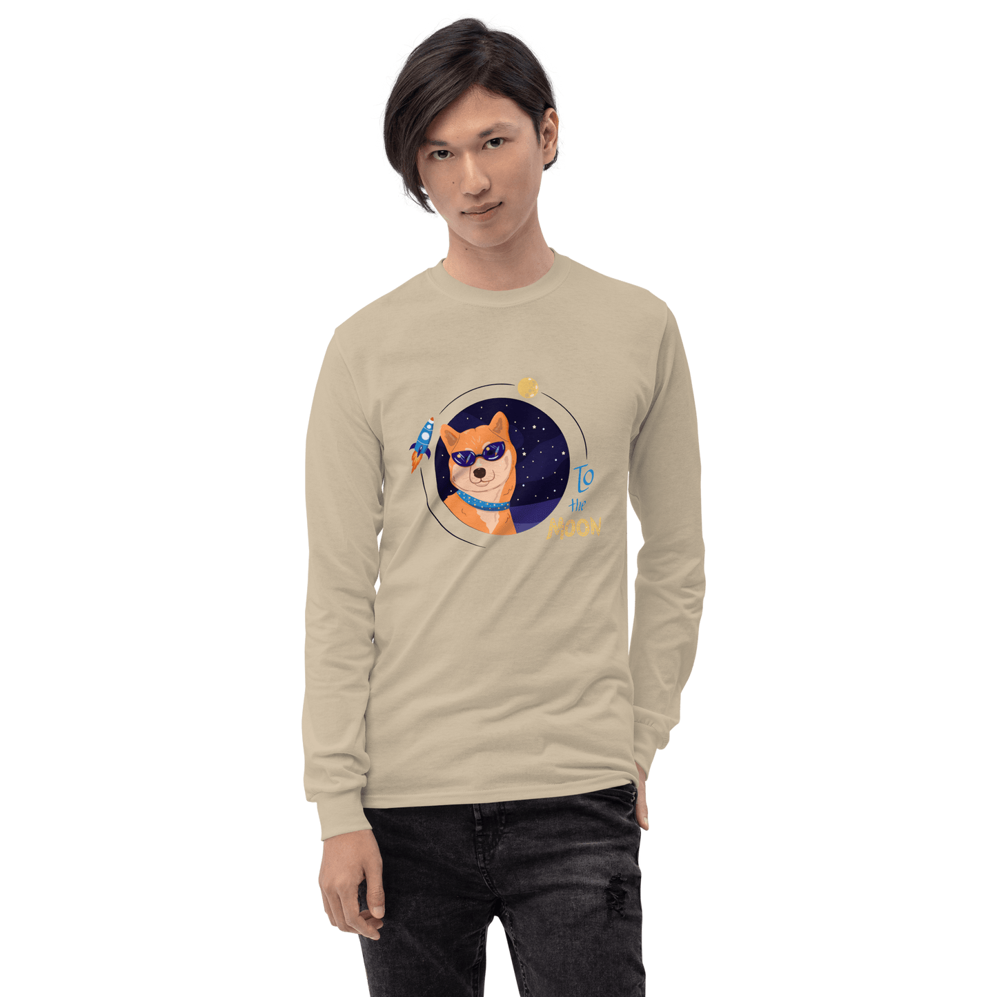 To The Moon Long Sleeve T-Shirt Meme - Sport Grey | Shirtposting