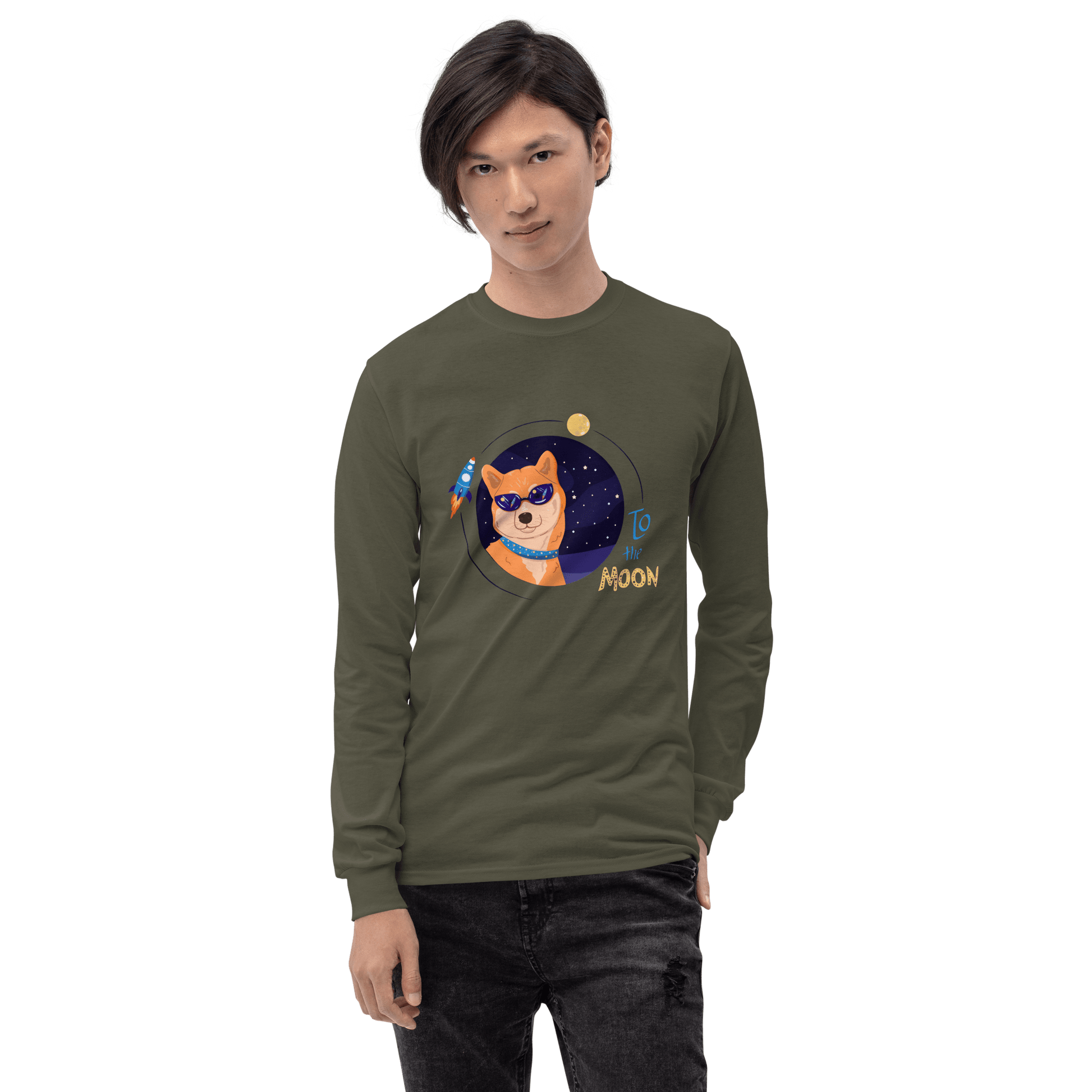 To The Moon Long Sleeve T-Shirt Meme - Sport Grey | Shirtposting