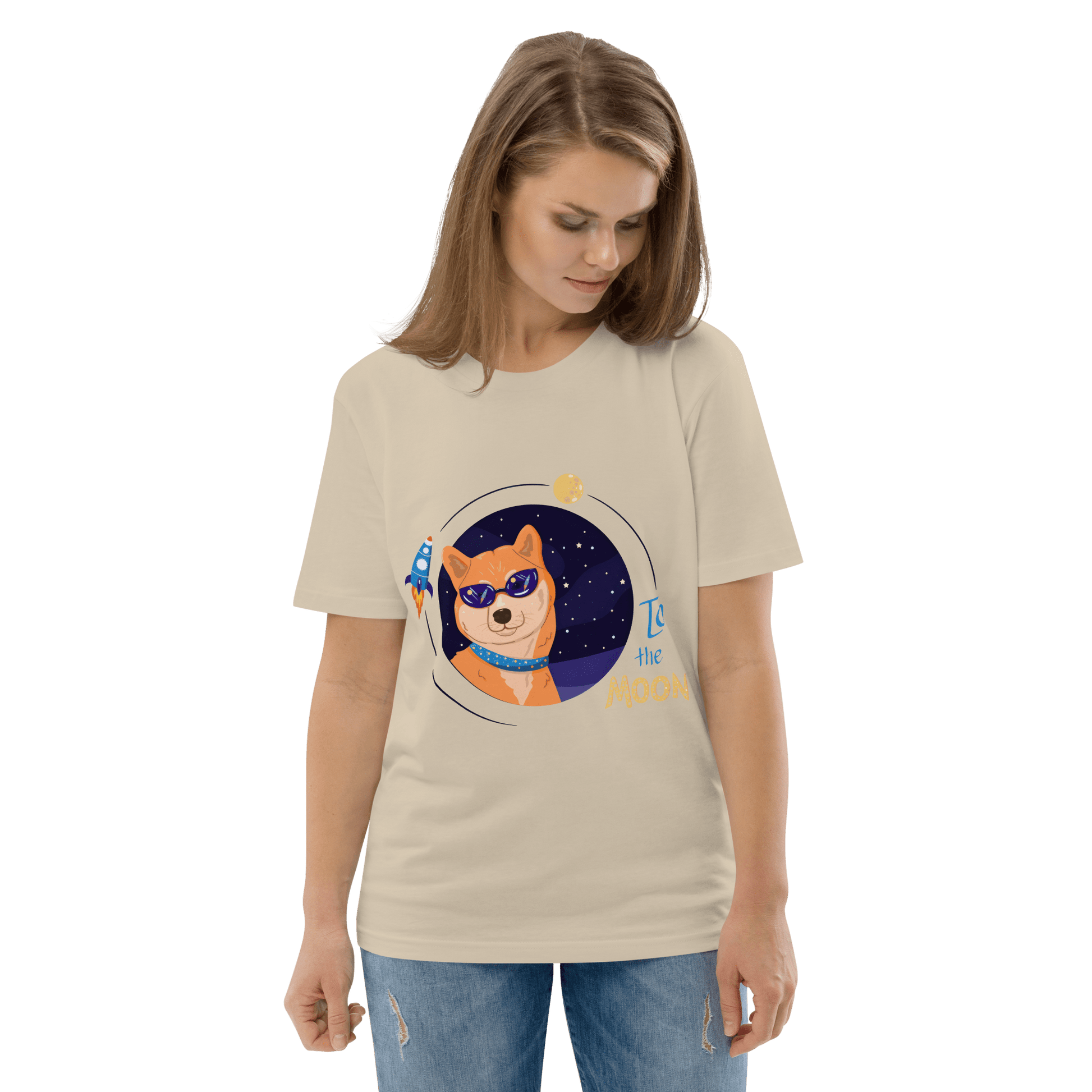 To The Moon Premium Organic T-Shirt Meme - Cotton Pink | Shirtposting