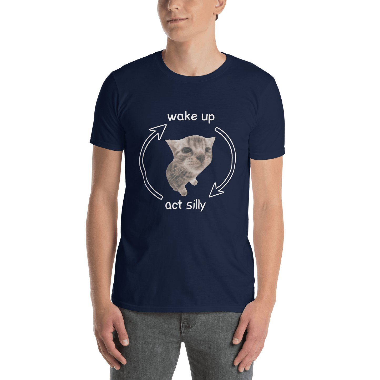 Wake Up - Act Silly Classic T-Shirt Meme - Dark Heather Grey | Shirtposting
