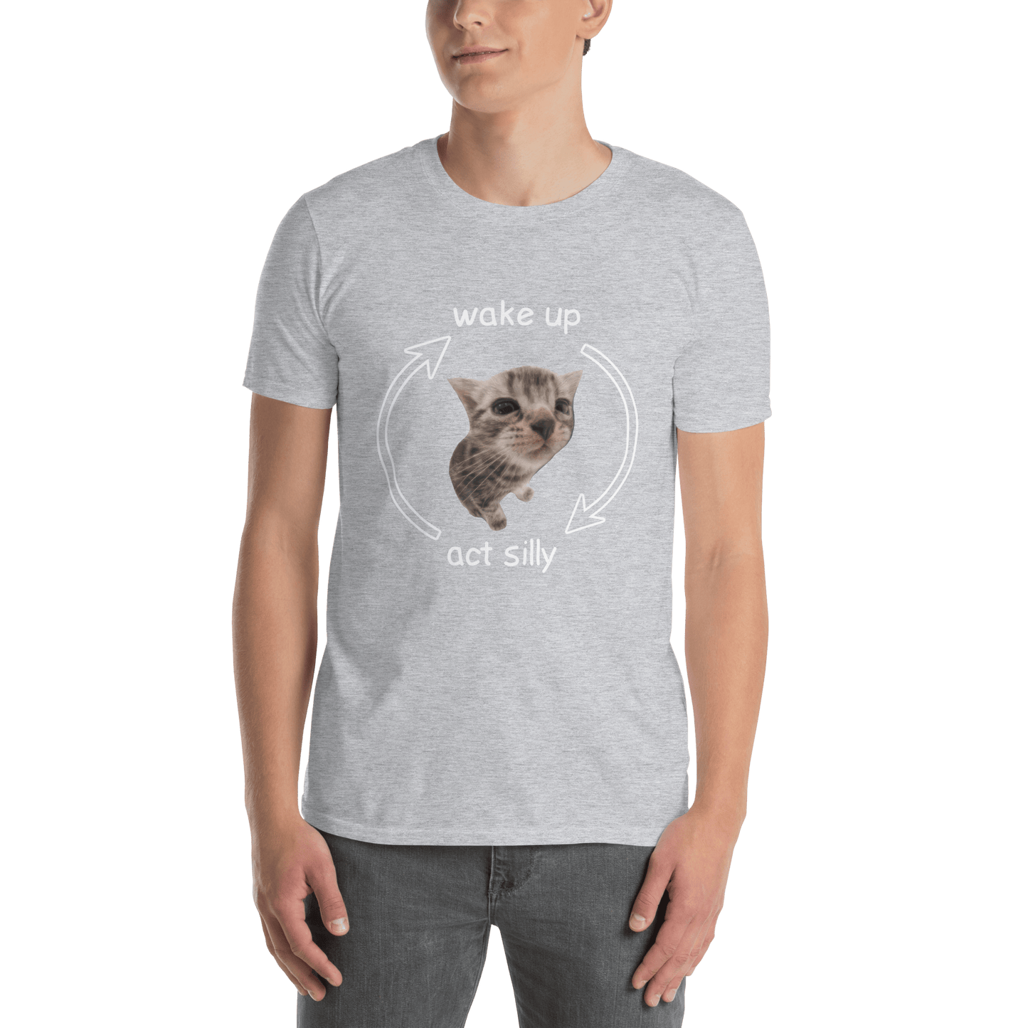 Wake Up - Act Silly Classic T-Shirt Meme - Sport Grey | Shirtposting