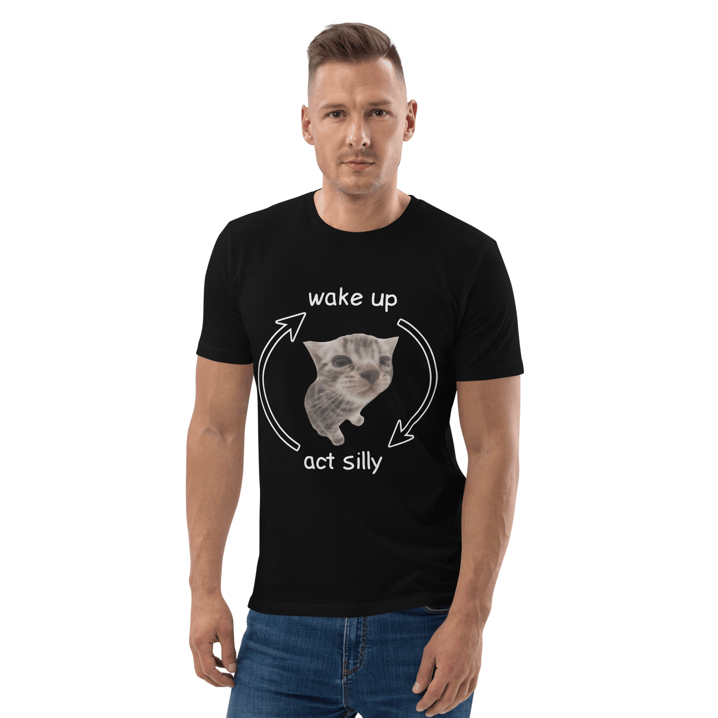 Wake Up - Act Silly Premium Organic T-Shirt Meme - Cotton Pink | Shirtposting