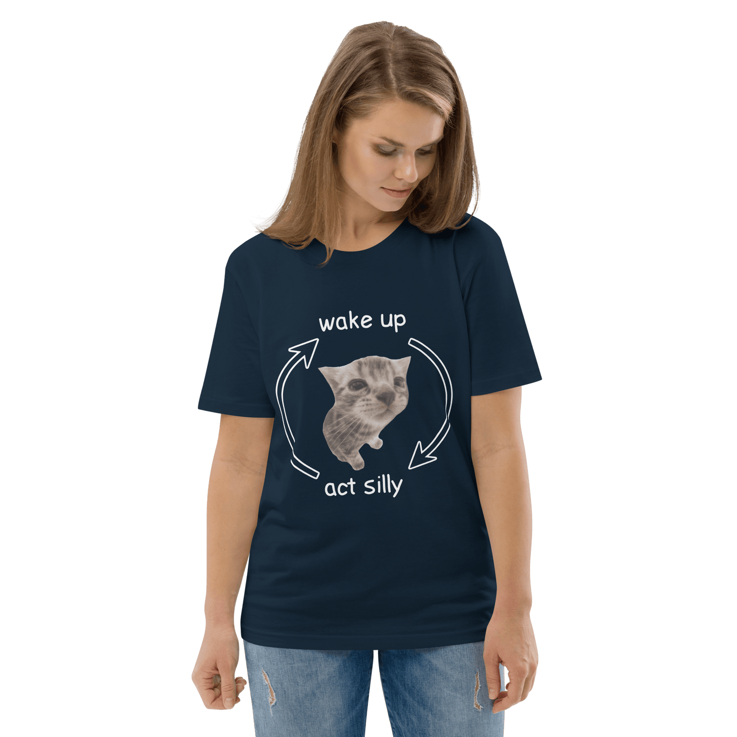 Wake Up - Act Silly Premium Organic T-Shirt Meme - Cotton Pink | Shirtposting