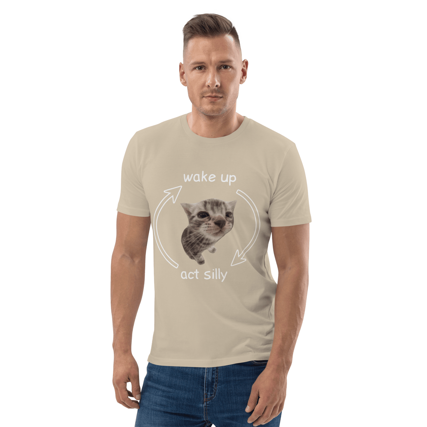 Wake Up - Act Silly Premium Organic T-Shirt Meme - Cotton Pink | Shirtposting