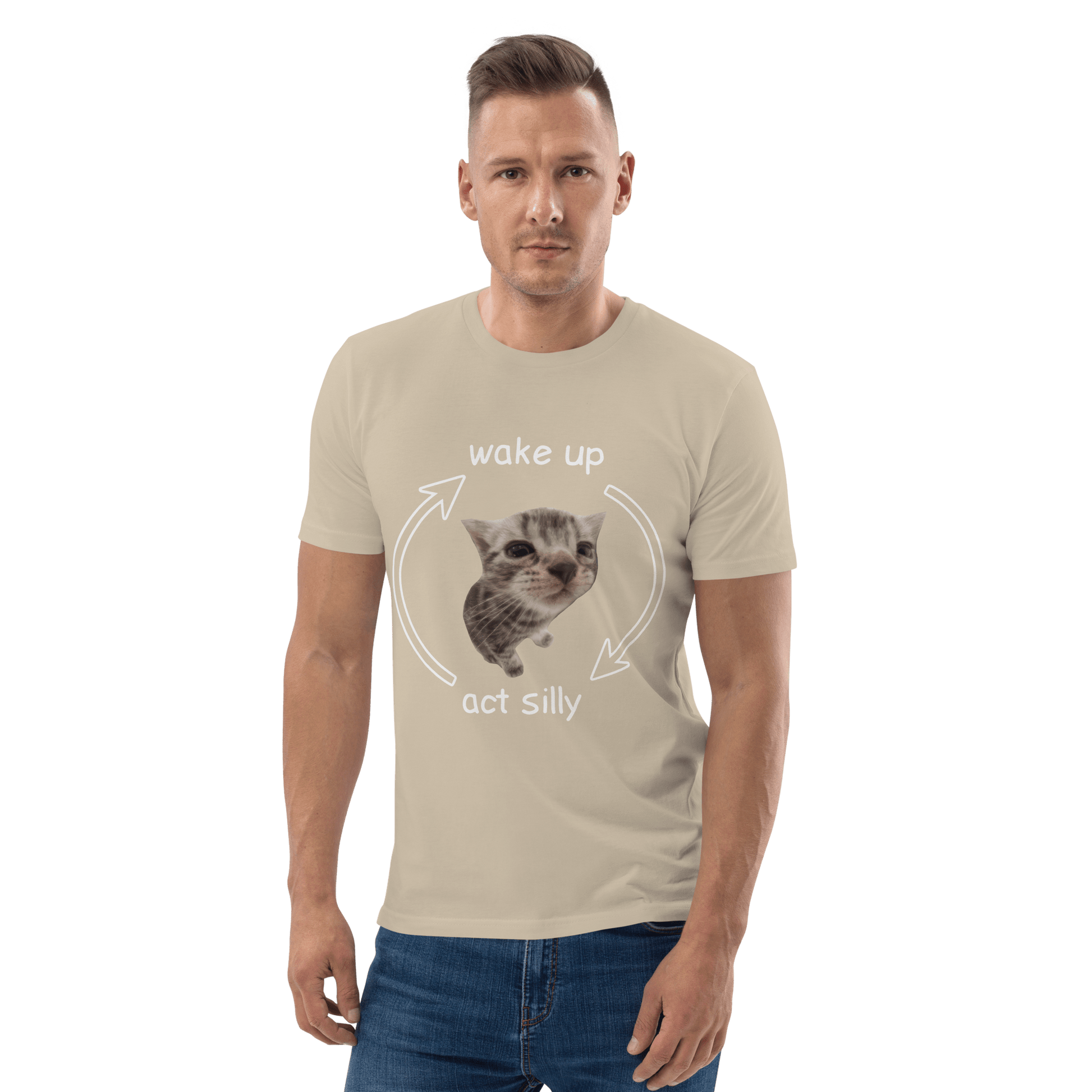 Wake Up - Act Silly Premium Organic T-Shirt Meme - Cotton Pink | Shirtposting