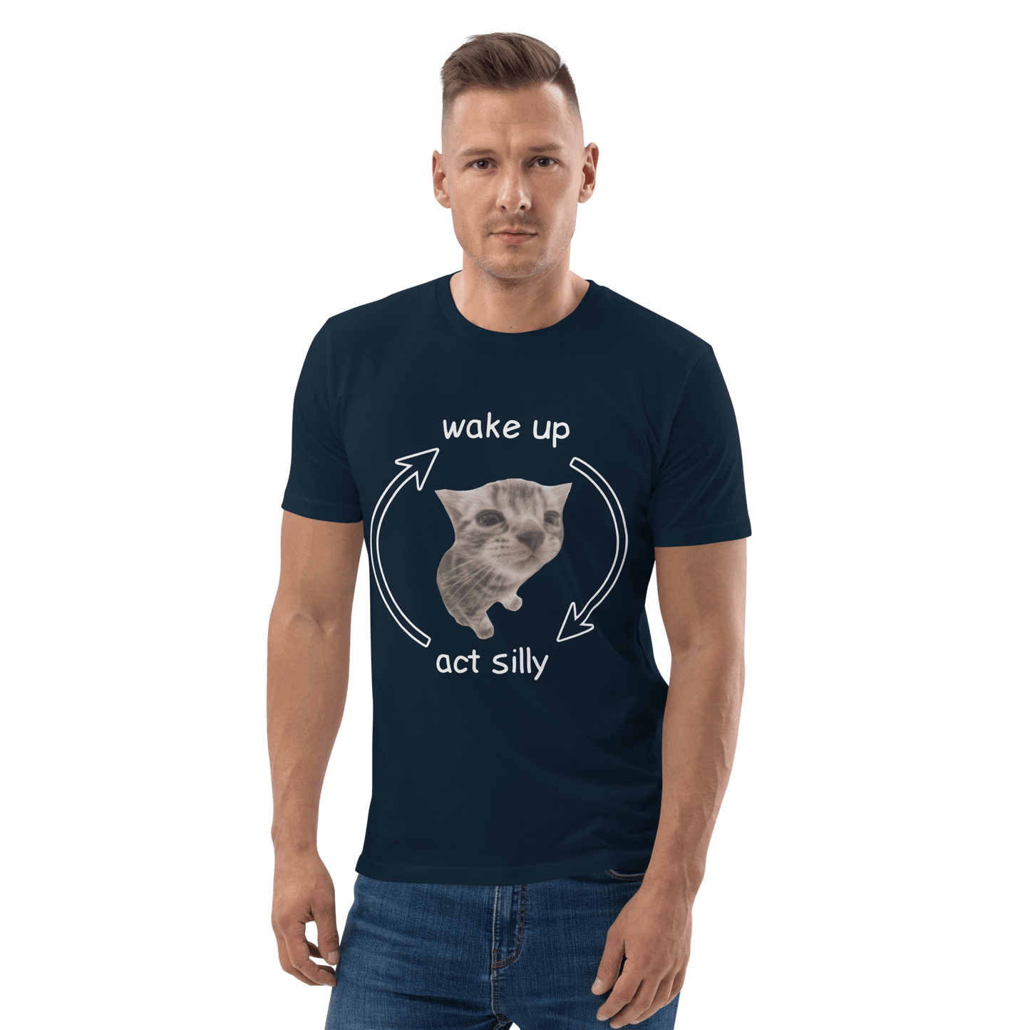 Wake Up - Act Silly Premium Organic T-Shirt Meme - Cotton Pink | Shirtposting