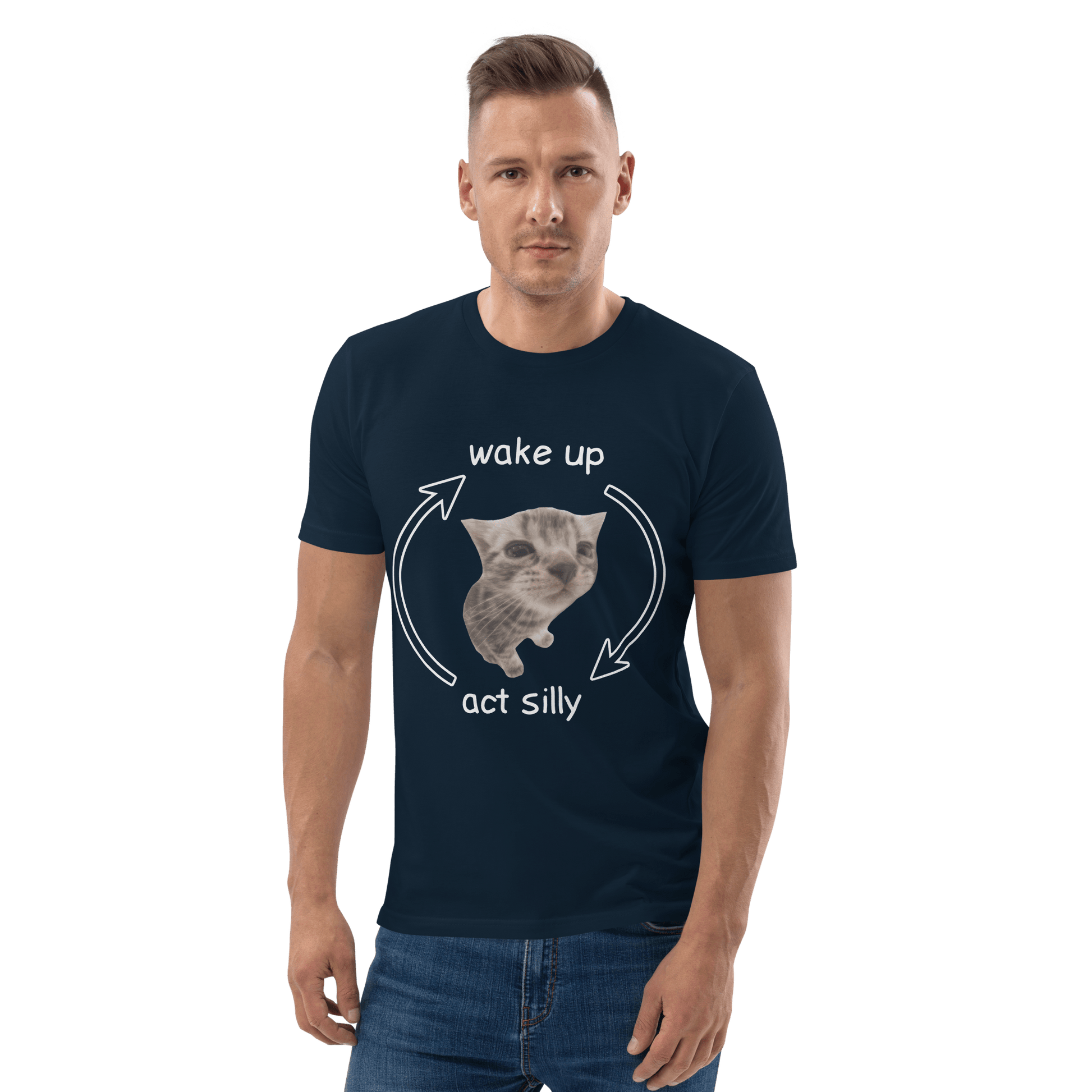 Wake Up - Act Silly Premium Organic T-Shirt Meme - Cotton Pink | Shirtposting
