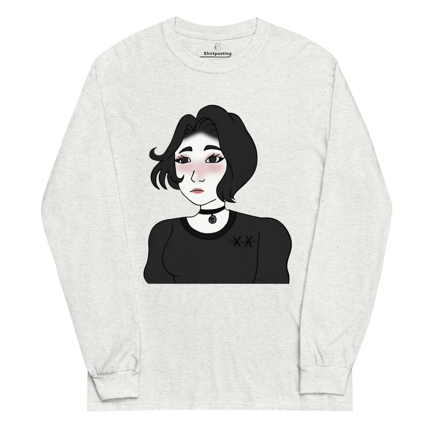 Wojak Girl Long Sleeve T-Shirt Meme - Ash | Shirtposting