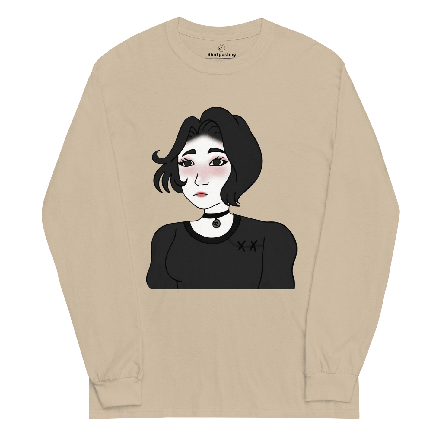 Wojak Girl Long Sleeve T-Shirt Meme - Sand | Shirtposting