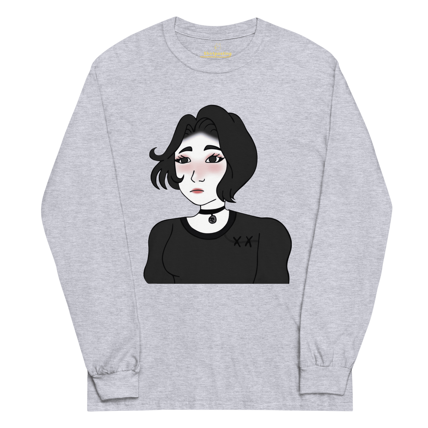 Wojak Girl Long Sleeve T-Shirt Meme - Sport Grey | Shirtposting