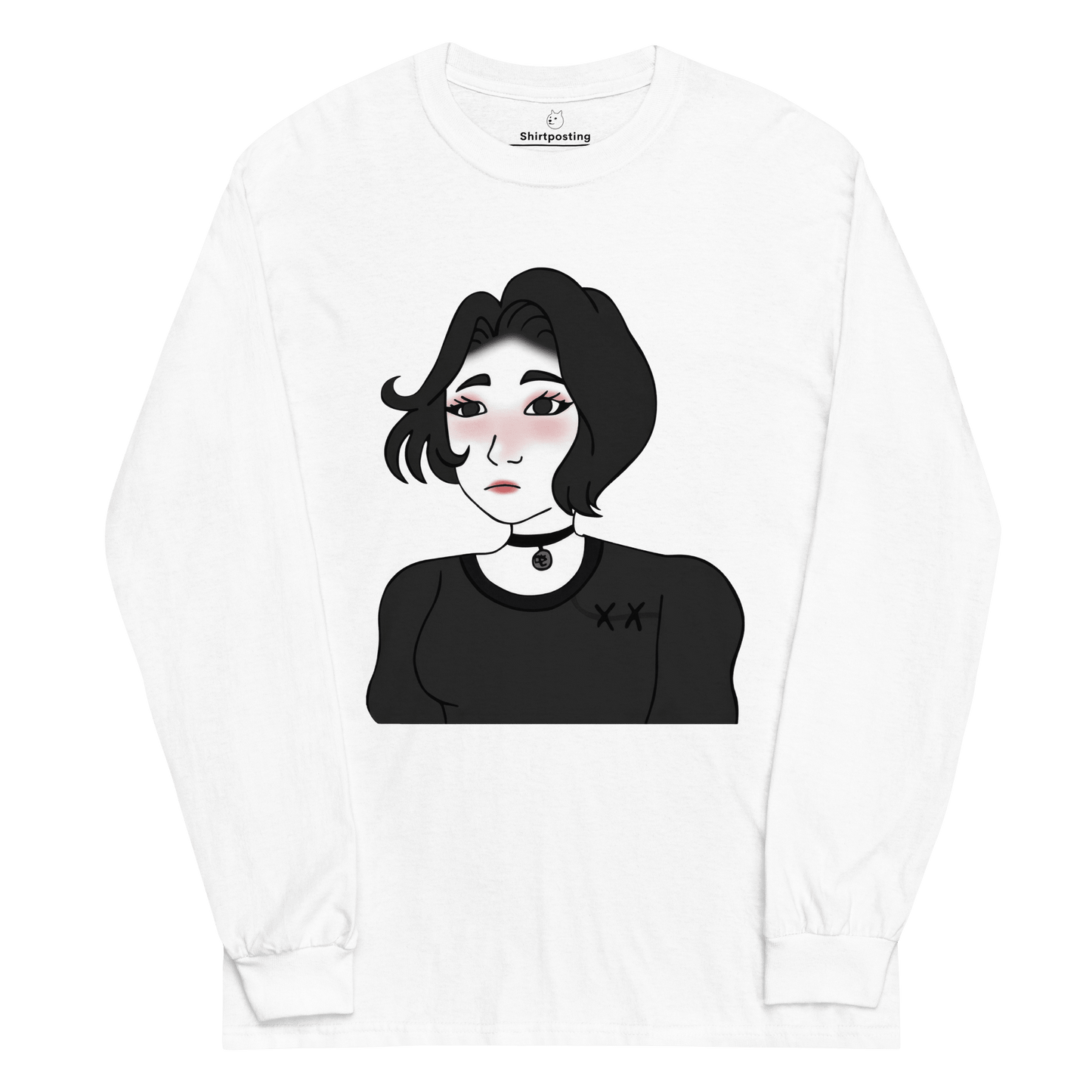 Wojak Girl Long Sleeve T-Shirt Meme - White | Shirtposting