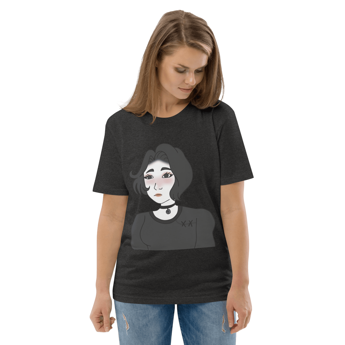 Wojak Girl Premium Organic T-Shirt Meme - Dark Heather Grey | Shirtposting