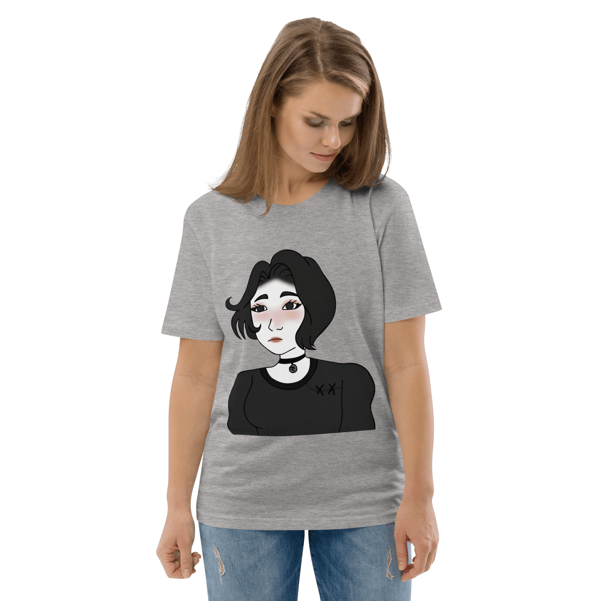 Wojak Girl Premium Organic T-Shirt Meme - Dark Heather Grey | Shirtposting
