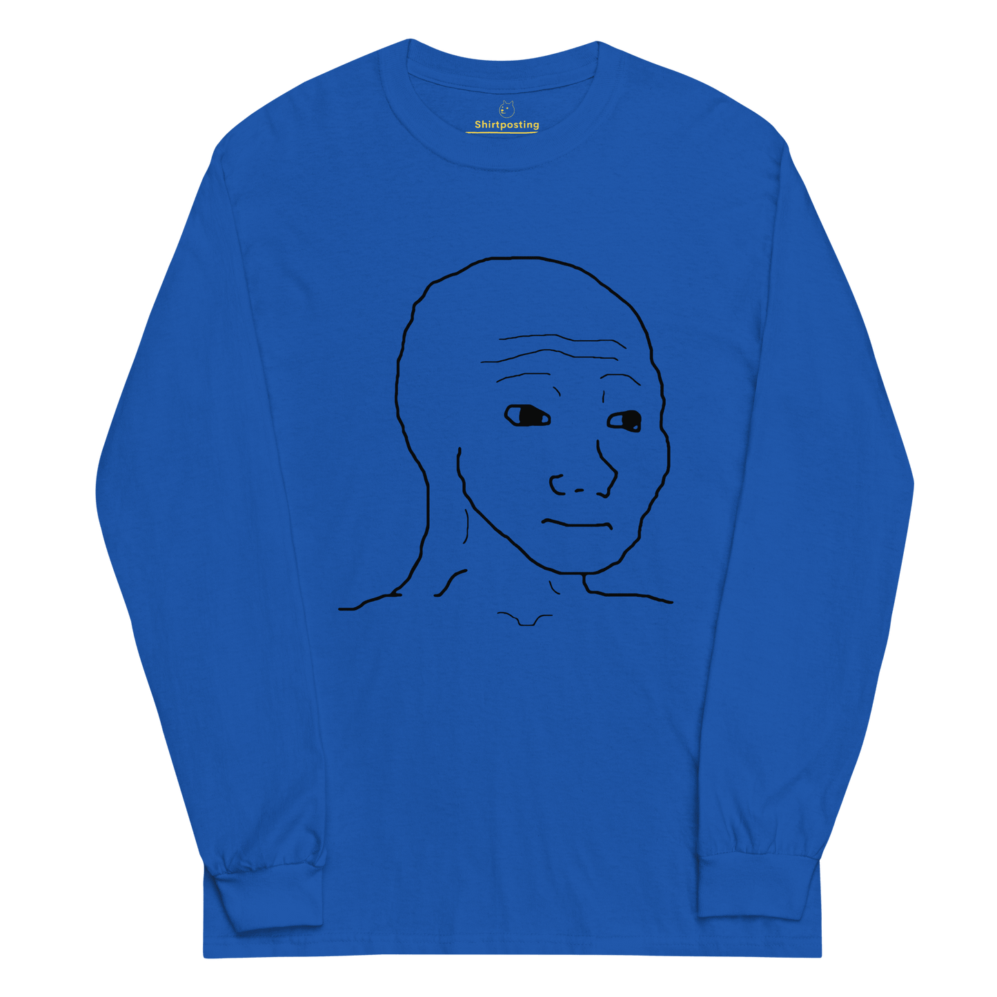 Wojak Long Sleeve T-Shirt Meme - Royal | Shirtposting