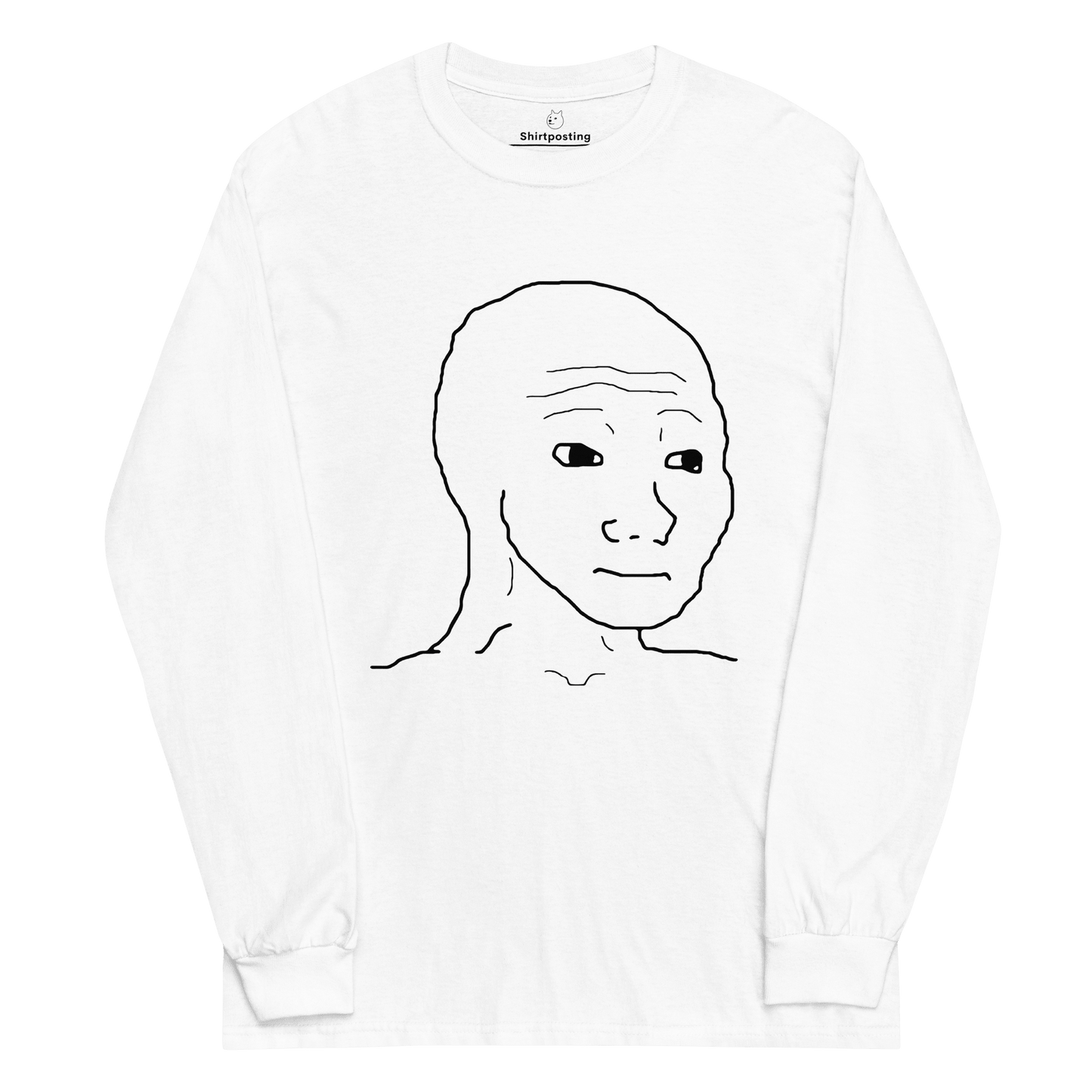 Wojak Long Sleeve T-Shirt Meme - White | Shirtposting