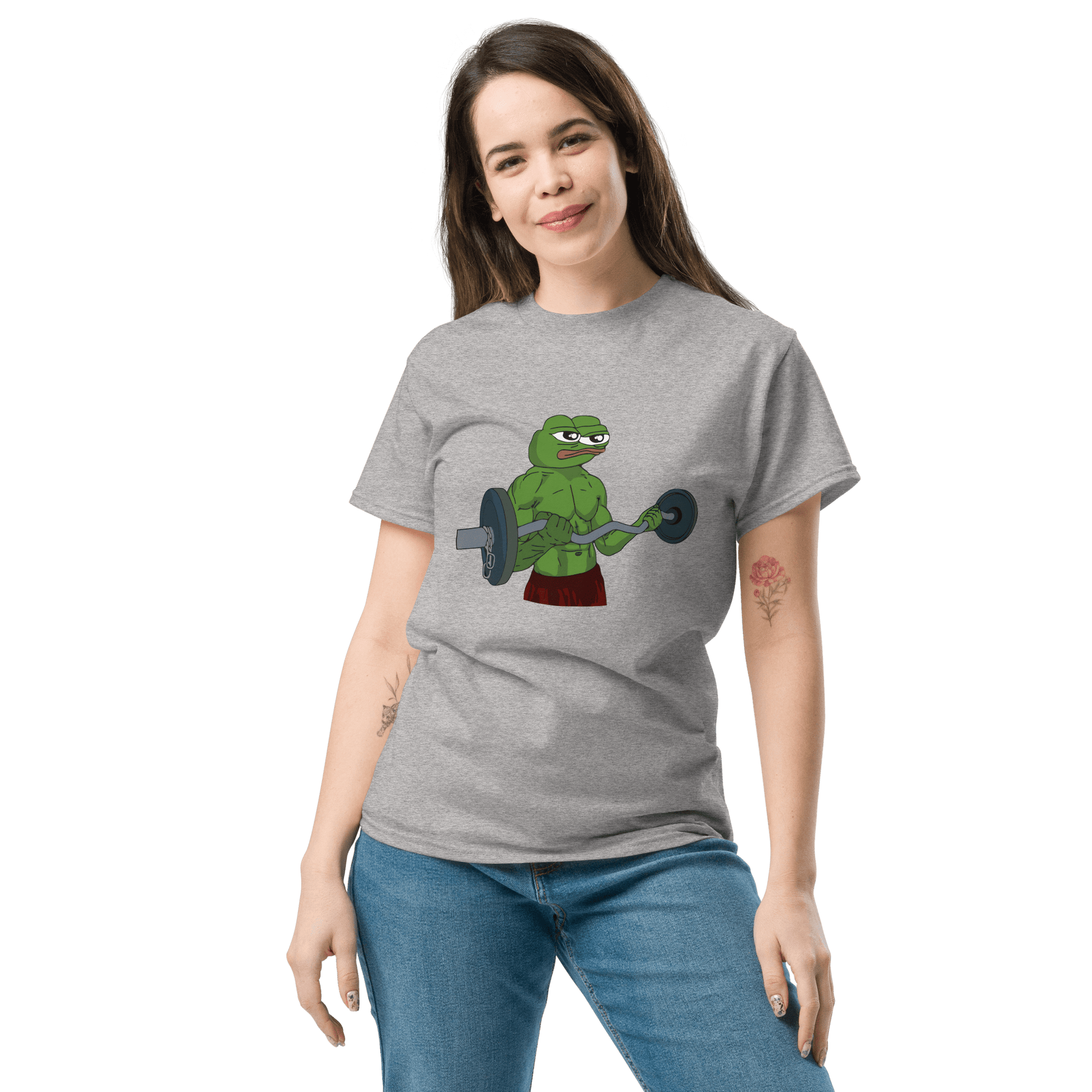 Working Out Pepe Classic T-Shirt Meme - Ash | Shirtposting