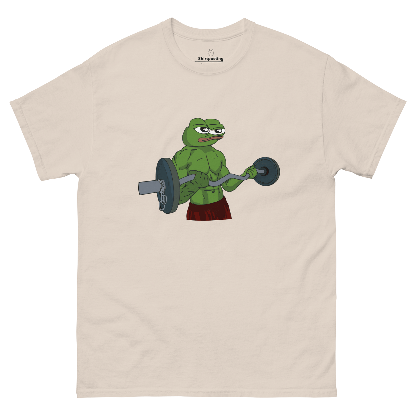 Working Out Pepe Classic T-Shirt Meme - Natural | Shirtposting