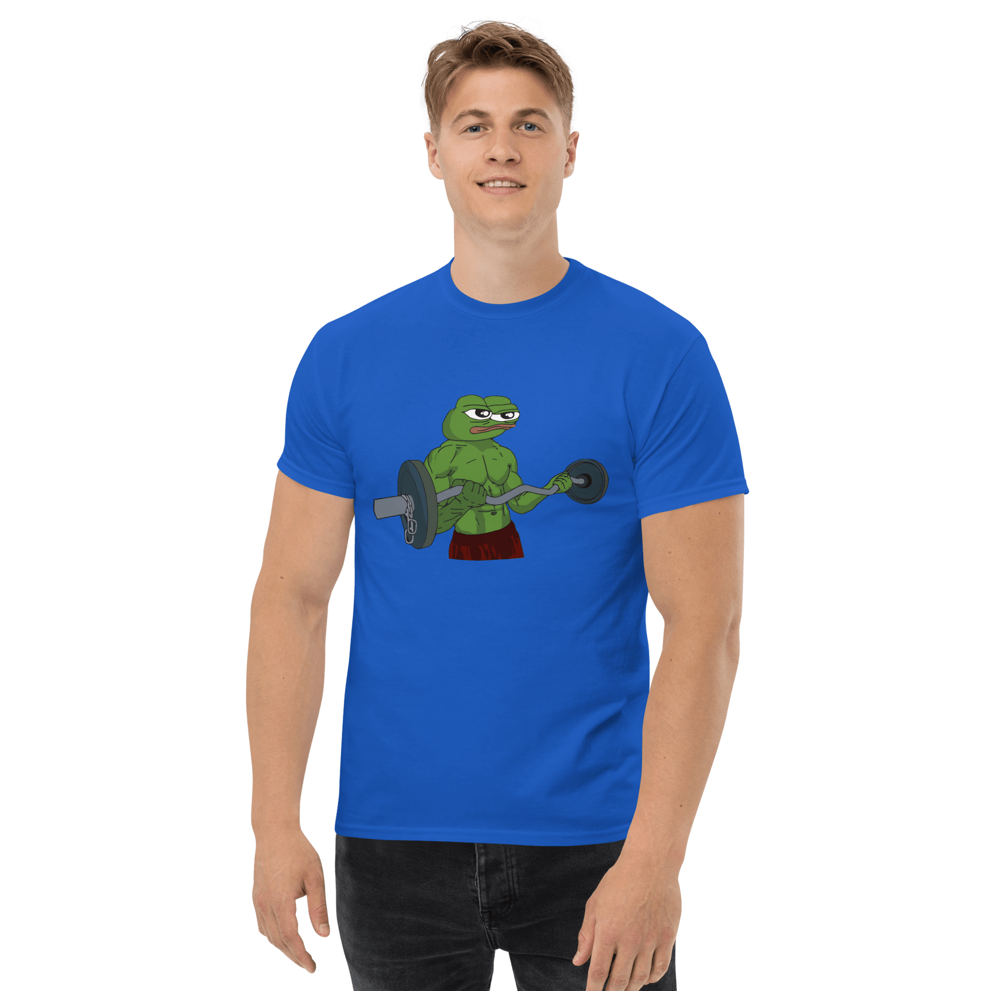 Working Out Pepe Classic T-Shirt Meme - Royal | Shirtposting