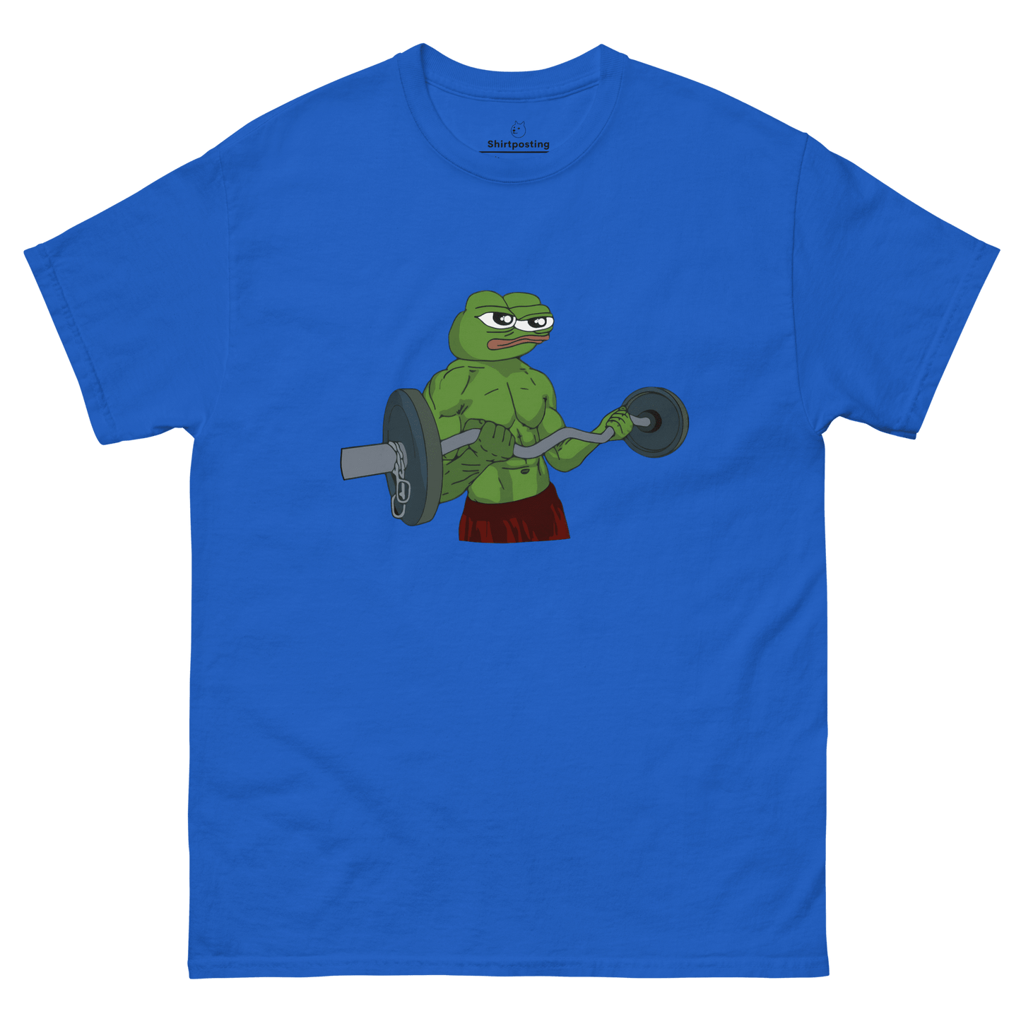 Working Out Pepe Classic T-Shirt Meme - Royal | Shirtposting