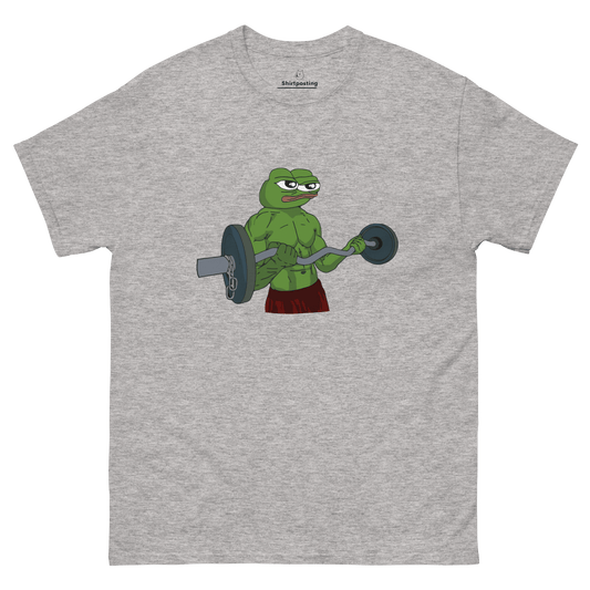 Working Out Pepe Classic T-Shirt Meme - Sport Grey | Shirtposting