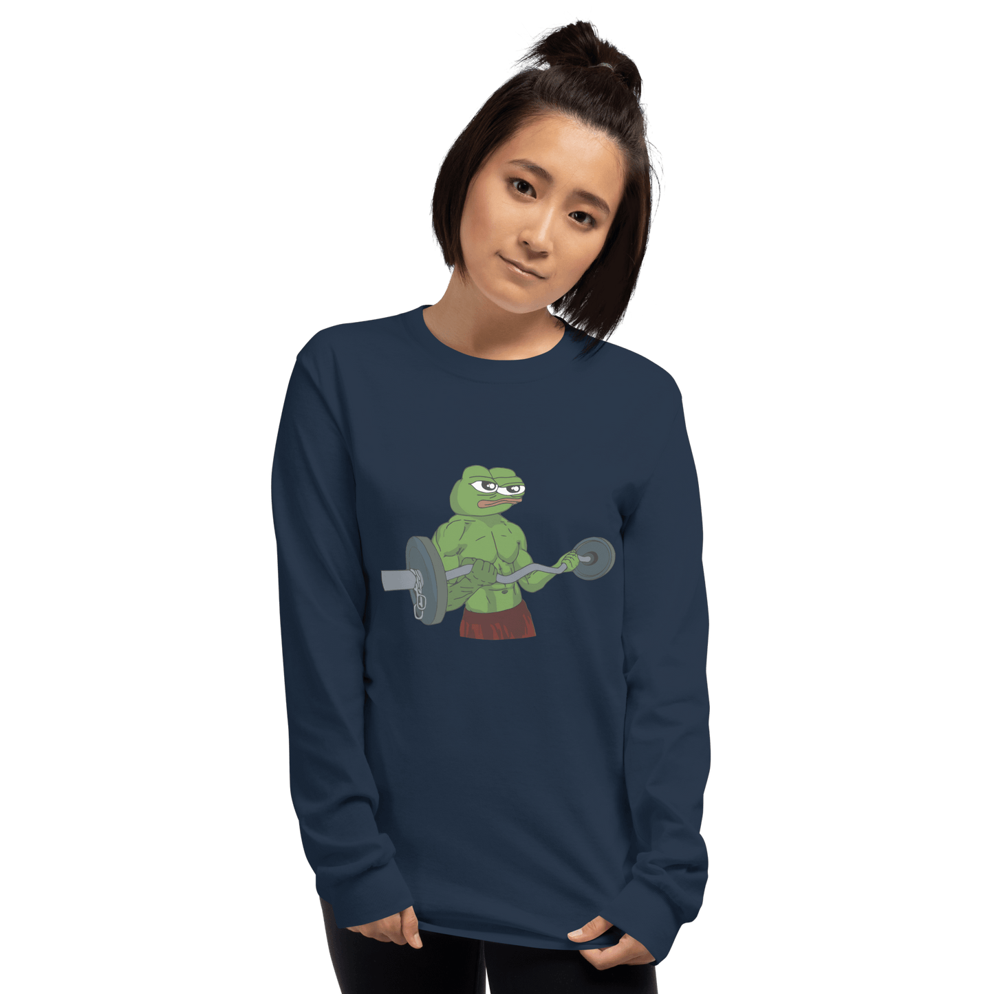 Working Out Pepe Long Sleeve T-Shirt Meme - Sand | Shirtposting