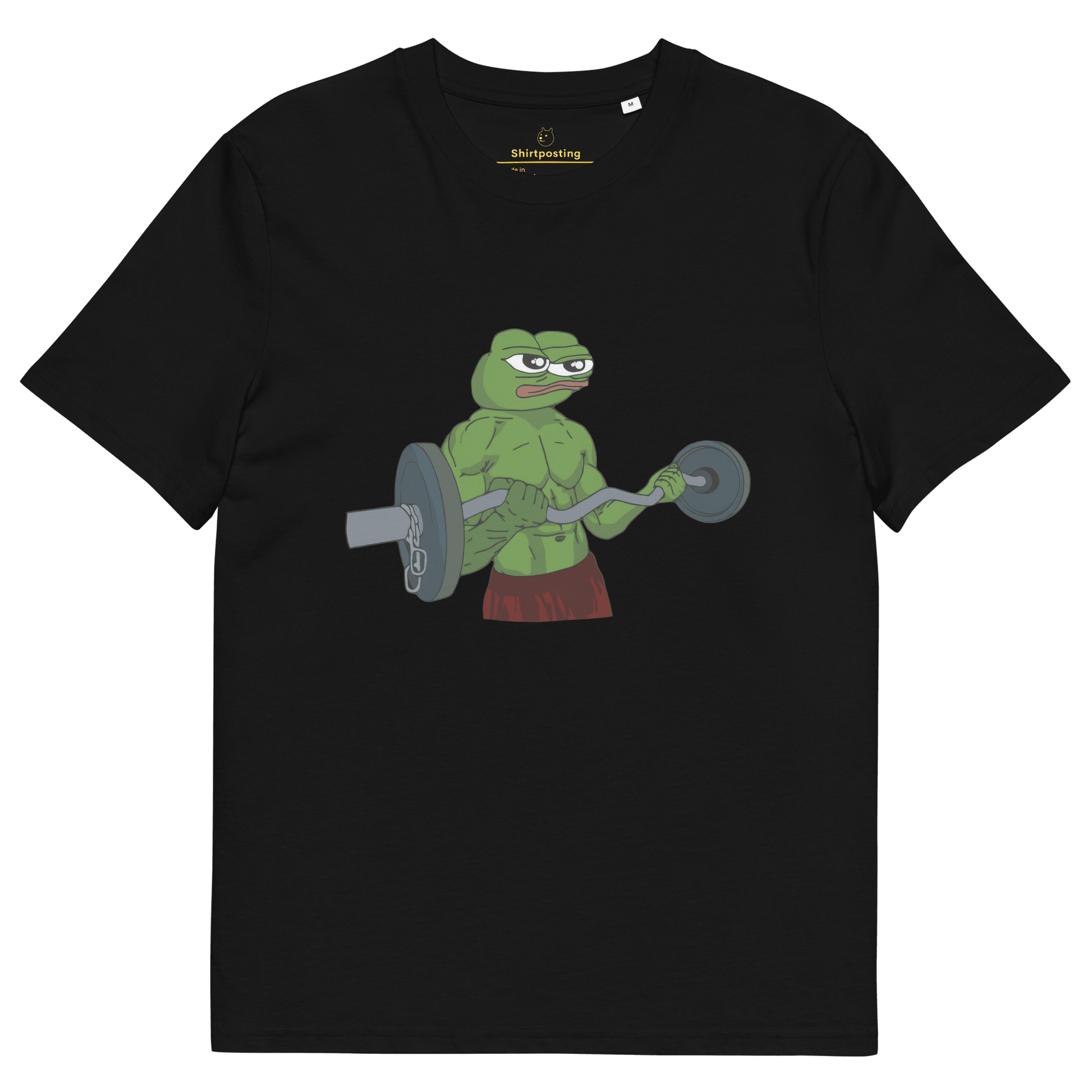Working Out Pepe Premium Organic T-Shirt Meme - Black | Shirtposting
