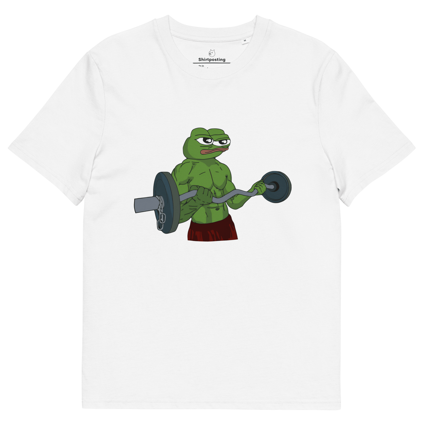 Working Out Pepe Premium Organic T-Shirt Meme - White | Shirtposting